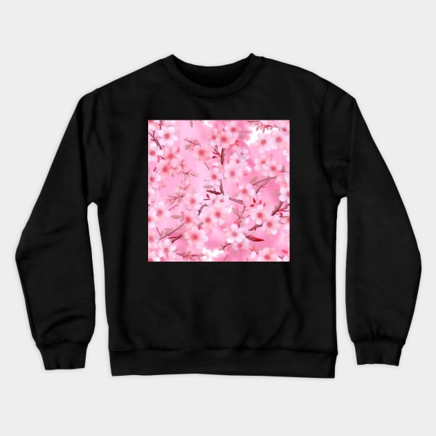 Cherry Blossom Silk: A Soft and Elegant Fabric Pattern for Fashion and Home Decor #2 Crewneck Sweatshirt by AntielARt